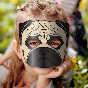 Pug Mask Printable, Paper DIY for Kids and Adults. PDF Template ...