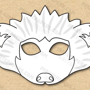 Hedgehog #2 Mask Printable Coloring, Paper DIY For Kids And Adults. PDF Template. Instant Download. Birthdays, Halloween, Party, Costumes