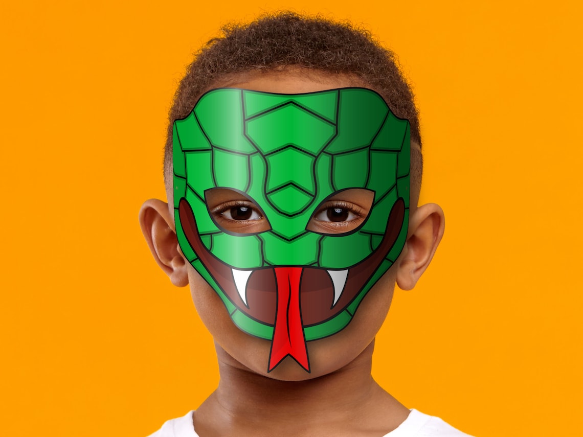 Snake Mask Printable, Paper DIY for Kids and Adults. PDF Template ...
