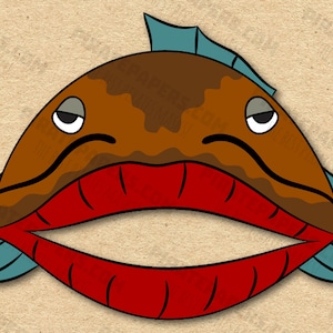Catfish Mask Printable, Paper DIY For Kids And Adults. PDF Template. Instant Download. For Birthdays, Halloween, Party, Costumes.