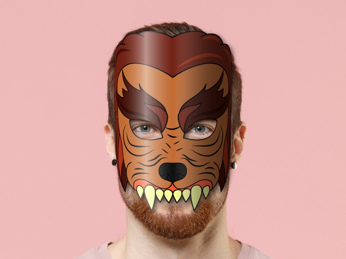 Werewolf Mask Printable, Paper DIY for Kids and Adults. PDF Template ...