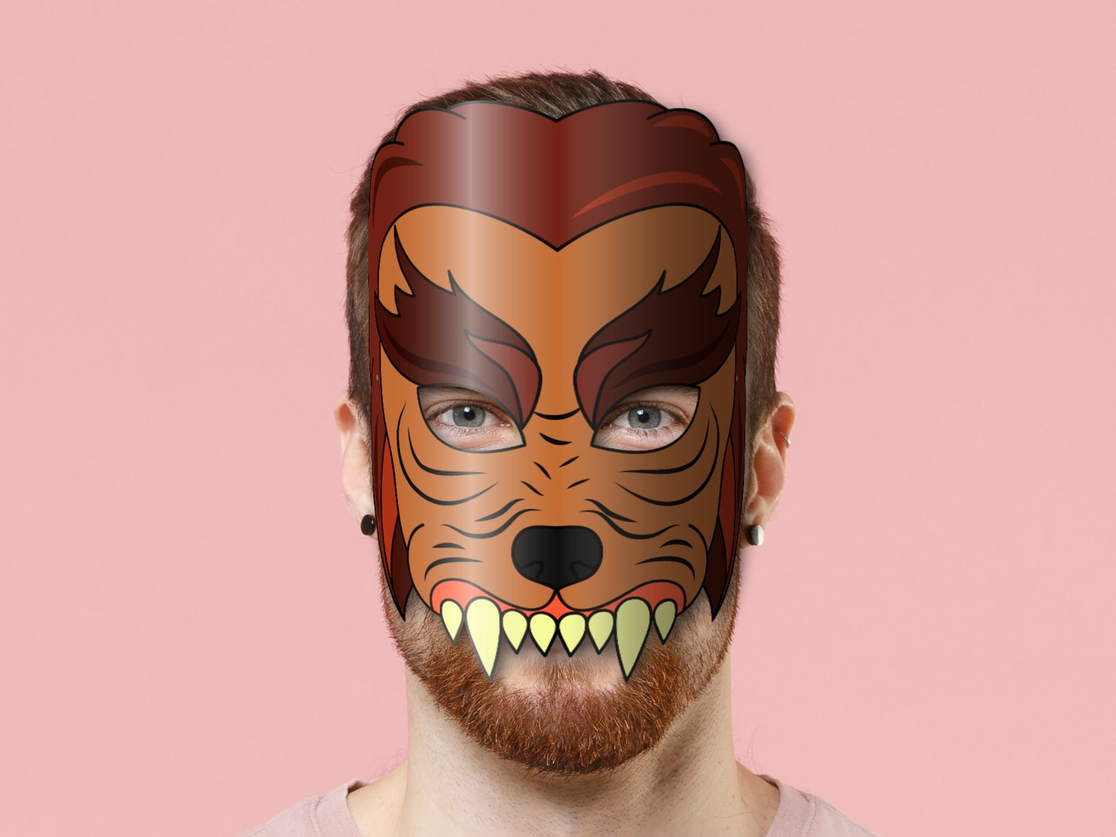Werewolf Mask Printable, Paper DIY for Kids and Adults. PDF Template ...