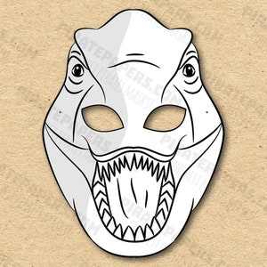 Dinosaur T-Rex Mask Printable Coloring, Tyrannosaurus Rex, TRex, Paper DIY For Kids And Adults. PDF Template. Instant Download. Halloween.