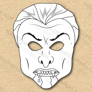 Dracula Mask Printable Coloring, Paper DIY For Kids And Adults. PDF Template. Instant Download. For Birthdays, Halloween, Party, Costumes.