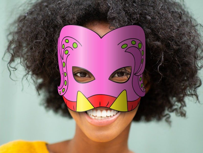 Monster Masks Printable, Paper DIY For Kids And Adults. PDF Template. Instant Download. Halloween, Birthdays, Costumes. image 5