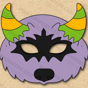 Monster #7 Mask Printable, Paper DIY For Kids And Adults. PDF Template. Instant Download. For Birthday, Halloween, Party, Costumes.