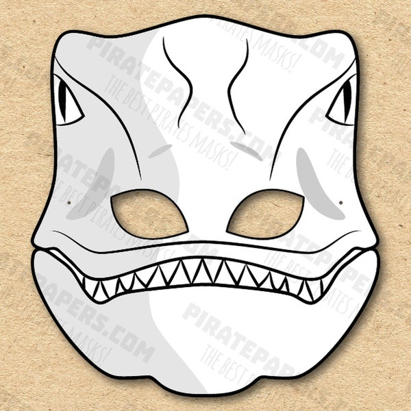 Dinosaur Velociraptor Mask Printable Coloring, Paper DIY For Kids And Adults. PDF Template. Instant Download. Birthdays, Halloween, Party.