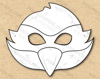 Bird Mask Printable Coloring, Paper DIY For Kids And Adults. PDF Template. Instant Download. For Birthdays, Halloween, Party, Costumes.