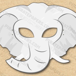 Elephant Mask Printable Coloring, Paper DIY For Kids And Adults. PDF Template. Instant Download. For Birthdays, Halloween, Party, Costumes.