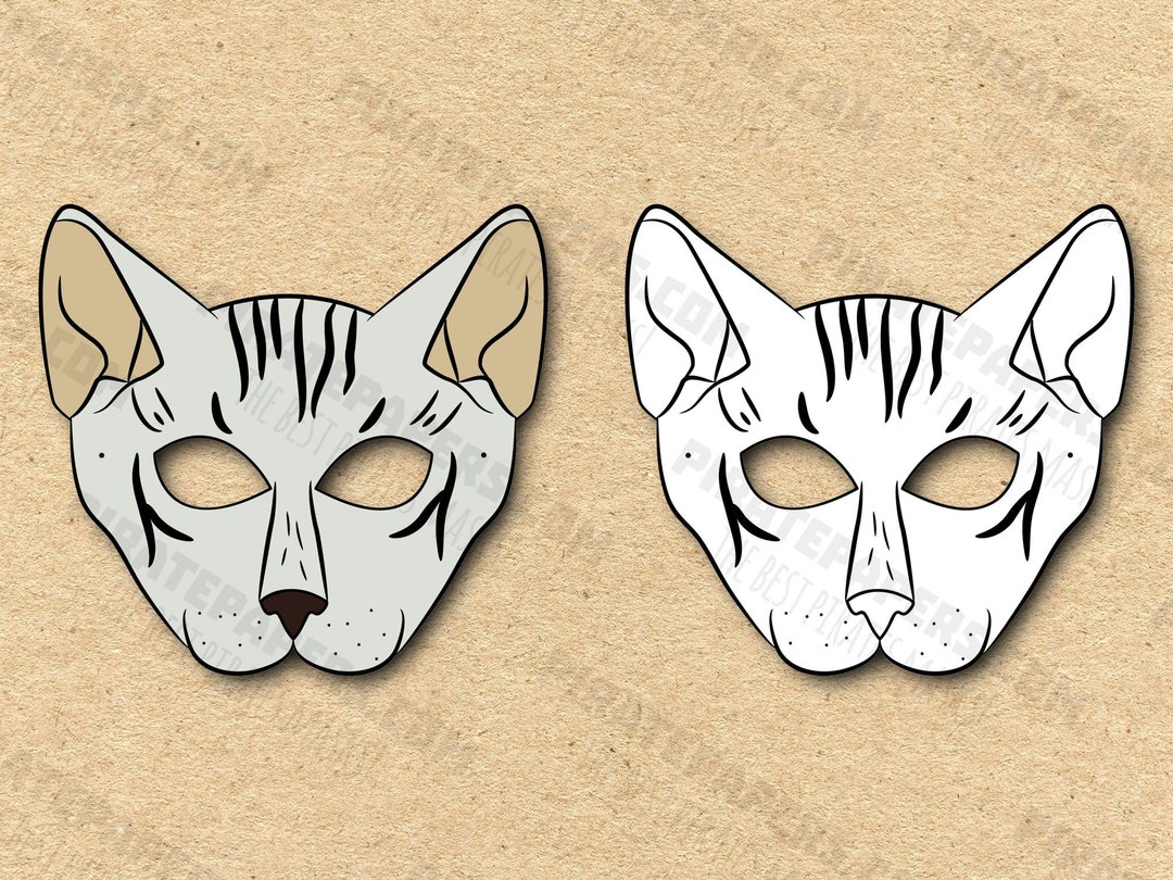 Cat Oriental Masks Printable Color + Coloring Breed, Paper DIY for Kids ...