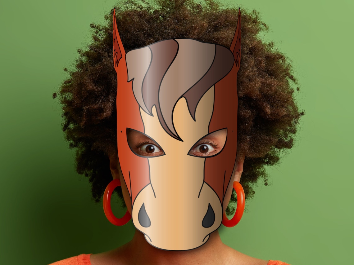 Horse Mask Printable, Paper DIY for Kids and Adults. PDF Template ...