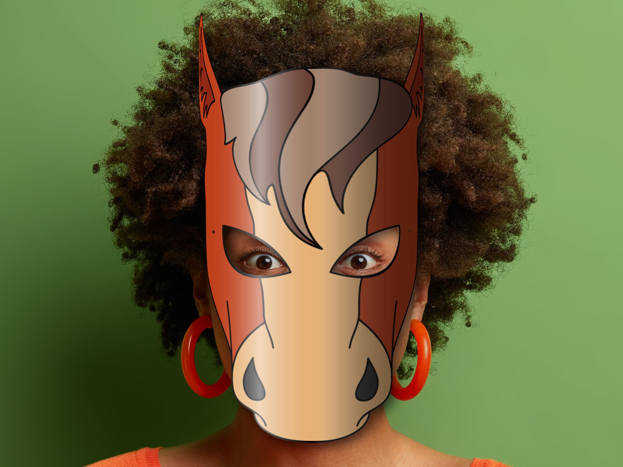 Horse Mask Printable, Paper DIY for Kids and Adults. PDF Template. Instant Download. for ...