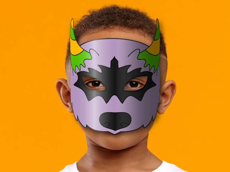 Monster Masks Printable, Paper DIY For Kids And Adults. PDF Template. Instant Download. Halloween, Birthdays, Costumes. image 6