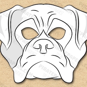 Dog Boxer Mask Printable Coloring Breed, Paper DIY For Kids And Adults. PDF Template. Instant Download. For Birthdays, Halloween, Party.