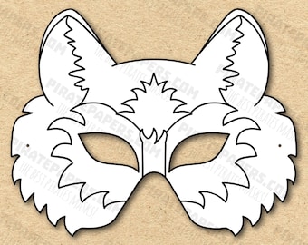 Wolf Mask Printable Coloring, Paper DIY For Kids And Adults. PDF Template. Instant Download. For Birthdays, Halloween, Party, Costumes.