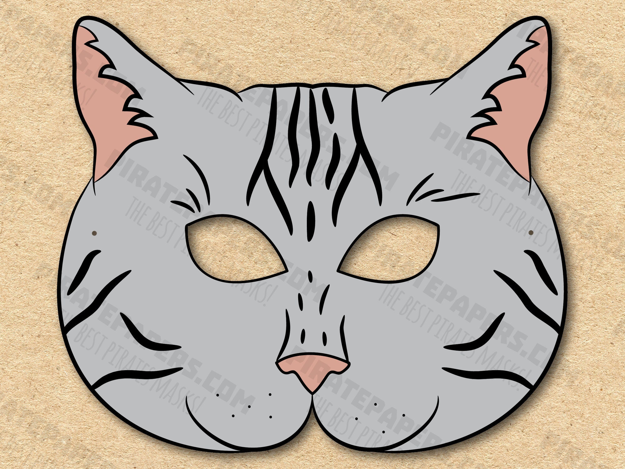 Cat American Shorthair Masks Printable Color Coloring Breed, Paper DIY