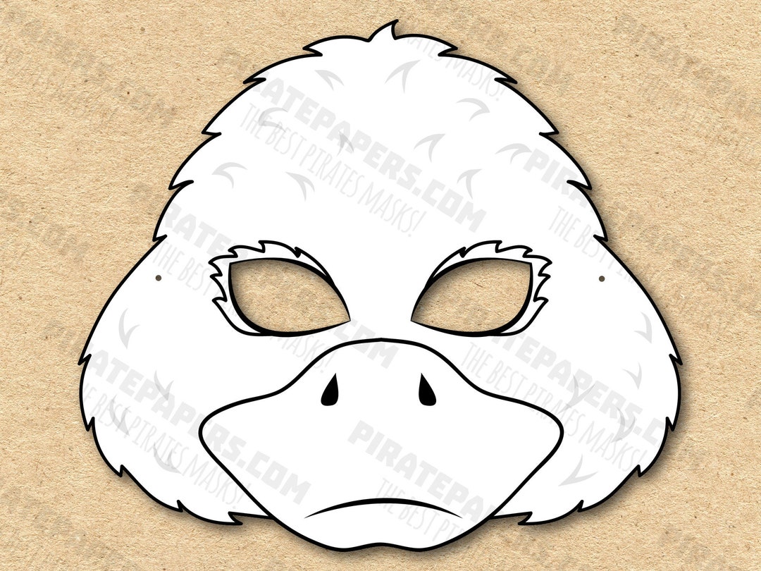 Duck Mask Printable Coloring, Paper DIY for Kids and Adults. PDF ...