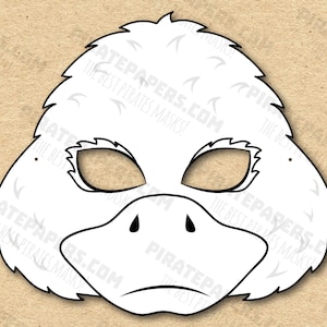 Duck Mask Printable Coloring, Paper DIY For Kids And Adults. PDF Template. Instant Download. For Birthdays, Halloween, Party, Costumes.