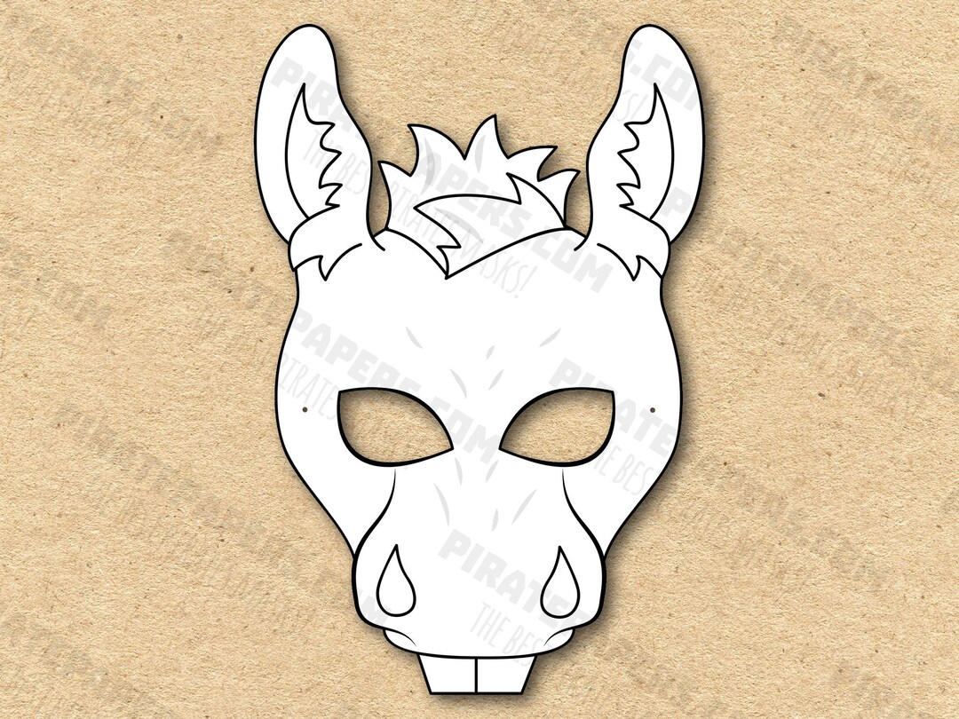 Donkey Mask Printable Coloring Paper DIY for Kids and Adults PDF Donkey Mask Printable Coloring Paper DIY for Kids and Adults PDF