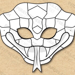 Snake Mask Printable Coloring, Paper DIY For Kids And Adults. PDF Template. Instant Download. For Birthdays, Halloween, Party, Costumes.