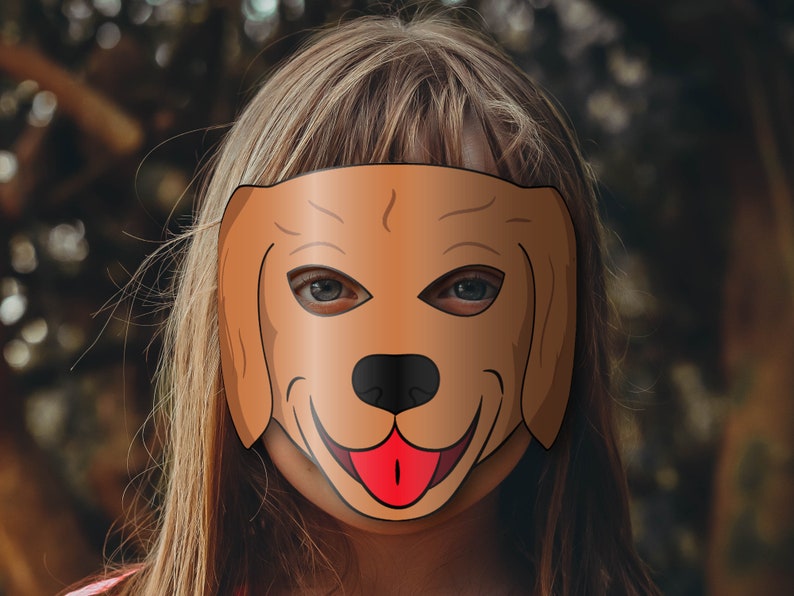 Dog Retriever Mask Printable Breed, Paper DIY For Kids And Adults. PDF Template. Instant Download. For Birthdays, Halloween, Party, Costumes image 5