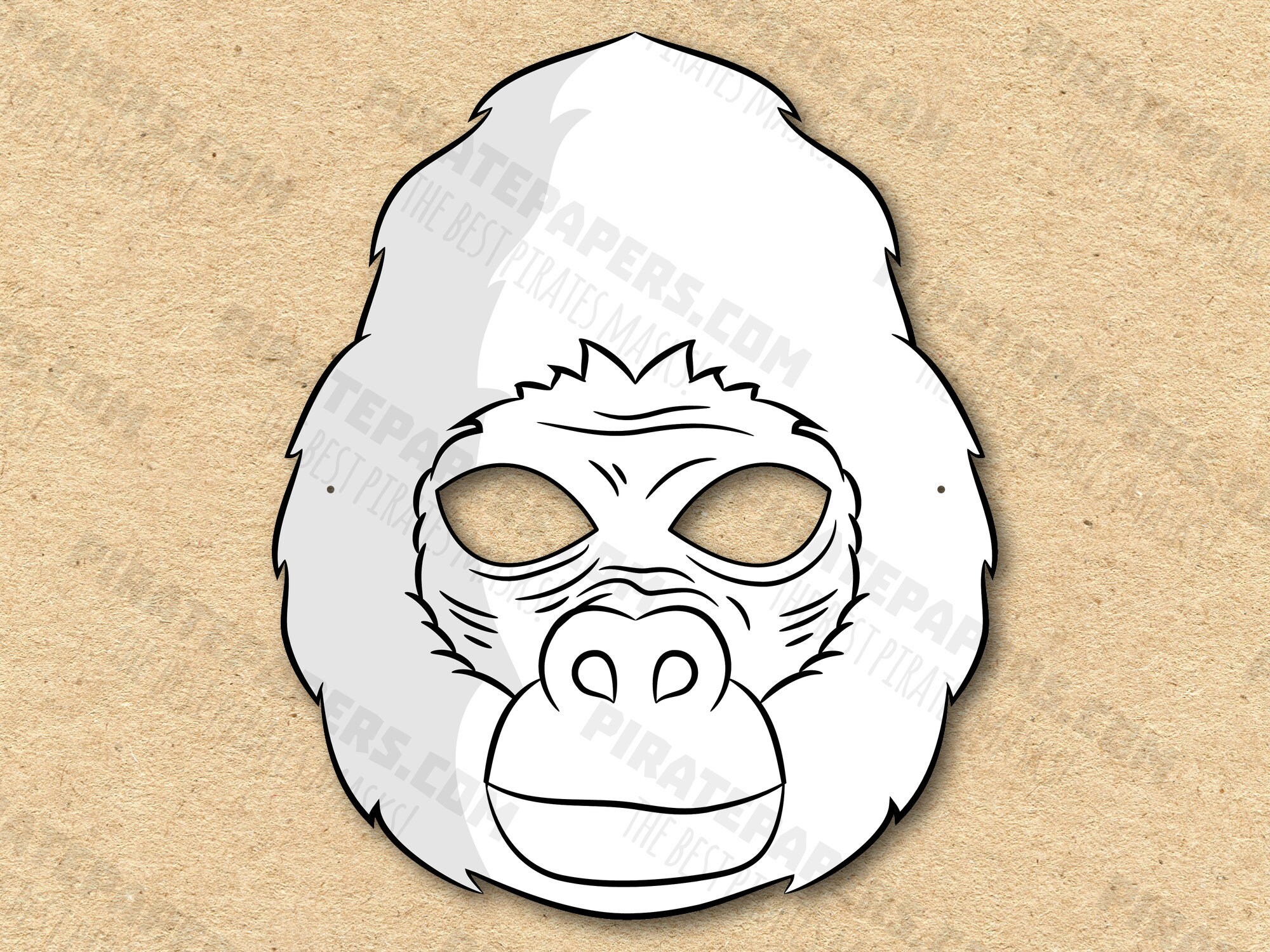 Gorilla Mask Printable Coloring Paper DIY For Kids And Etsy Australia
