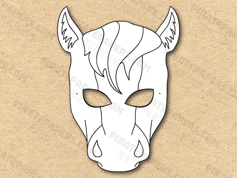 Horse Mask Printable Coloring Paper DIY for Kids and Adults PDF