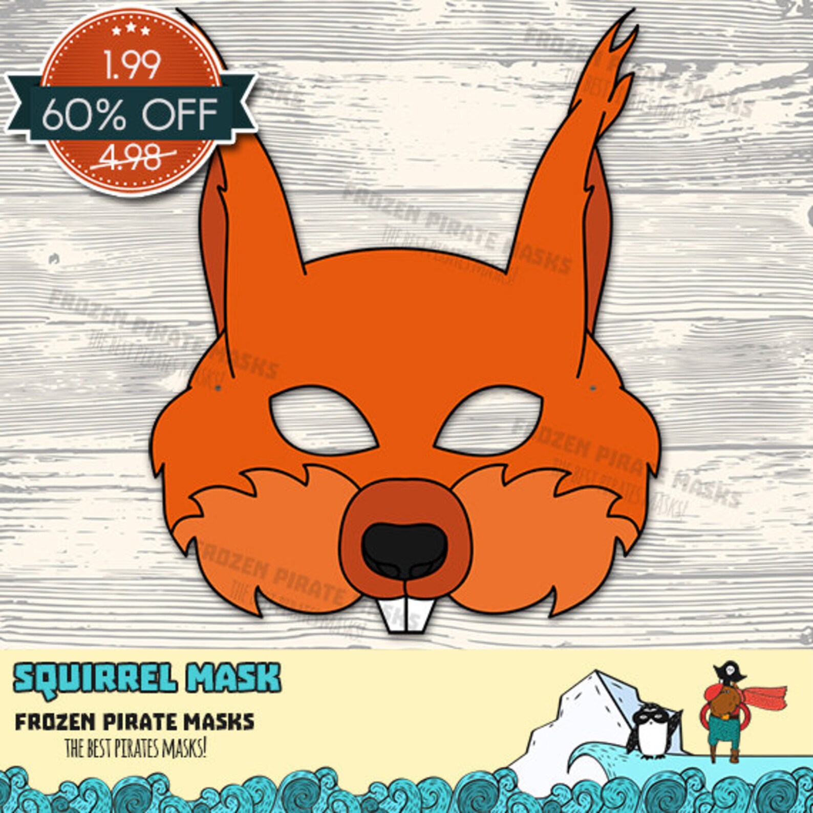 Squirrel Printable Mask Etsy