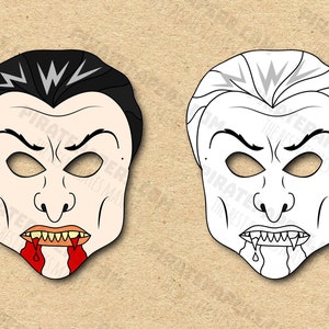 Dracula Masks Printable Color + Coloring, Paper DIY For Kids And Adults. PDF Template. Instant Download. For Birthdays, Halloween, Costumes.