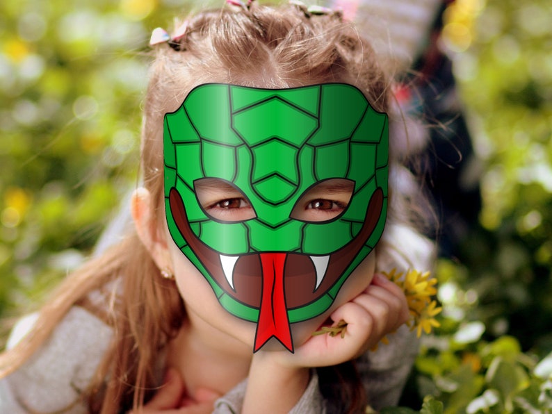 Snake Mask Printable, Paper DIY for Kids and Adults. PDF Template ...