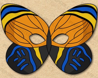 Butterfly Mask Printable Nymphalidae, Paper DIY For Kids And Adults. PDF Template. Instant Download. Birthdays, Halloween, Party, Costumes.