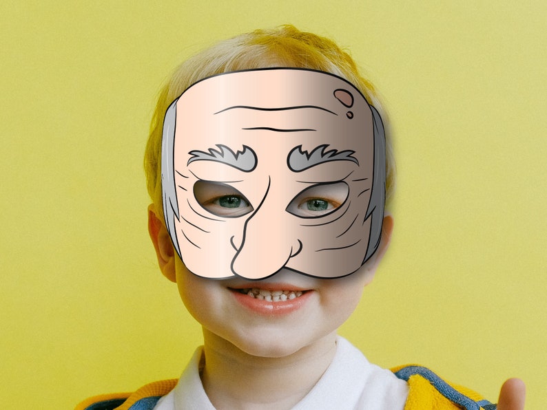 Old Man Mask Printable, Paper DIY for Kids and Adults. PDF Template ...