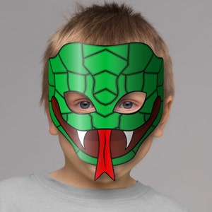 Snake Mask Printable, Paper DIY for Kids and Adults. PDF Template ...