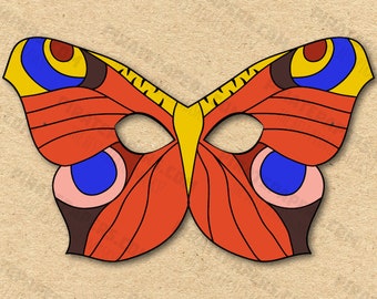 Butterfly Mask Printable Peacock, Paper DIY For Kids And Adults. PDF Template. Instant Download. For Birthdays, Halloween, Party, Costumes.