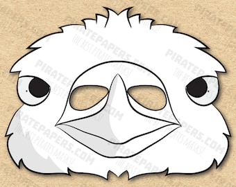 Ostrich Mask Printable Halloween Costume Animal Bird Emu Paper Craft ...