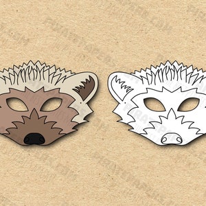 Hedgehog Masks Printable Color + Coloring, Paper DIY For Kids And Adults. PDF Template. Instant Download. Birthdays, Halloween, Costumes.