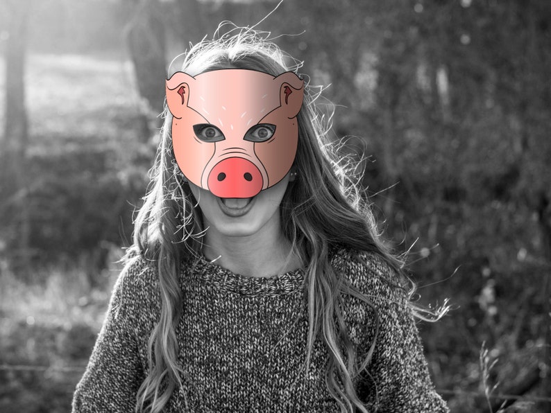 Pig Mask Printable Paper DIY for Kids and Adults. PDF Etsy