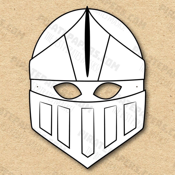 Knight Mask Printable Coloring, Paper DIY For Kids And Adults. PDF Template. Instant Download. For Birthdays, Halloween, Party, Costumes.