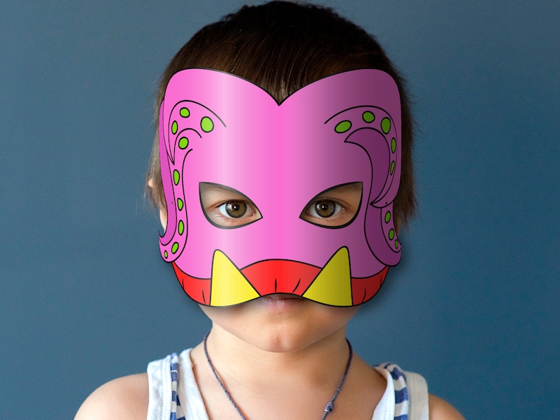Monster Masks Printable, Paper DIY For Kids And Adults. PDF Template. Instant Download. Halloween, Birthdays, Costumes. image 2