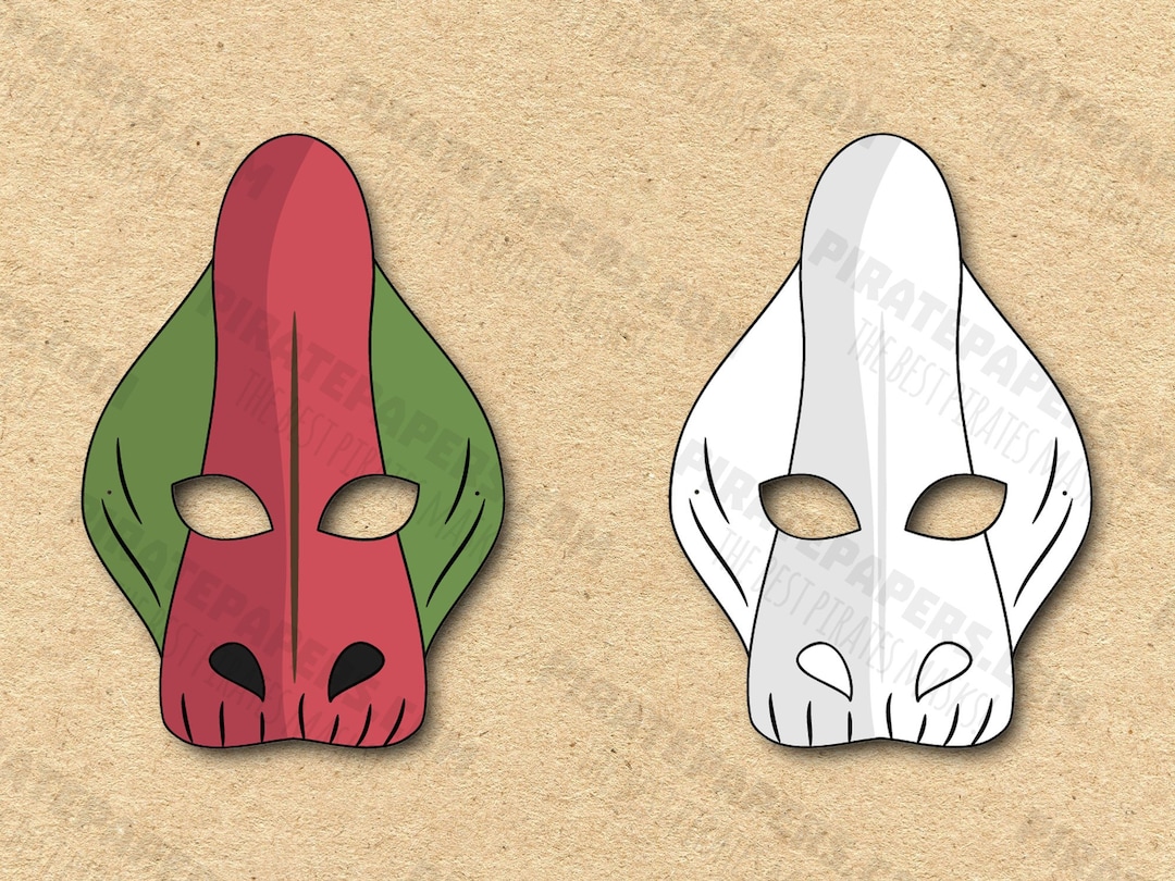 Dinosaur Parasaurolophus Masks Printable Color + Coloring, Paper DIY ...