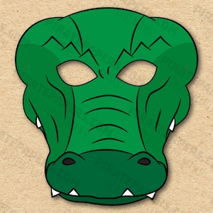 Crocodile Masks Printable Color Coloring, Paper DIY For Kids And Adults. PDF Template. Instant Download. Birthdays, Halloween, Costumes. image 7