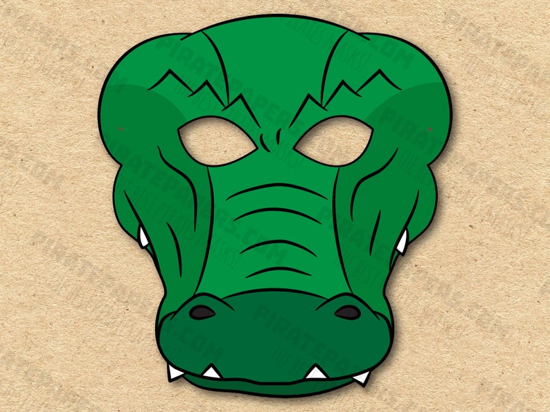 Crocodile Masks Printable Color Coloring, Paper DIY For Kids And Adults. PDF Template. Instant Download. Birthdays, Halloween, Costumes. image 7