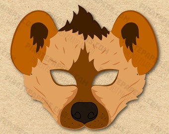 Hyena Mask Printable, Paper DIY For Kids And Adults. PDF Template. Instant Download. For Birthdays, Halloween, Party, Costumes.