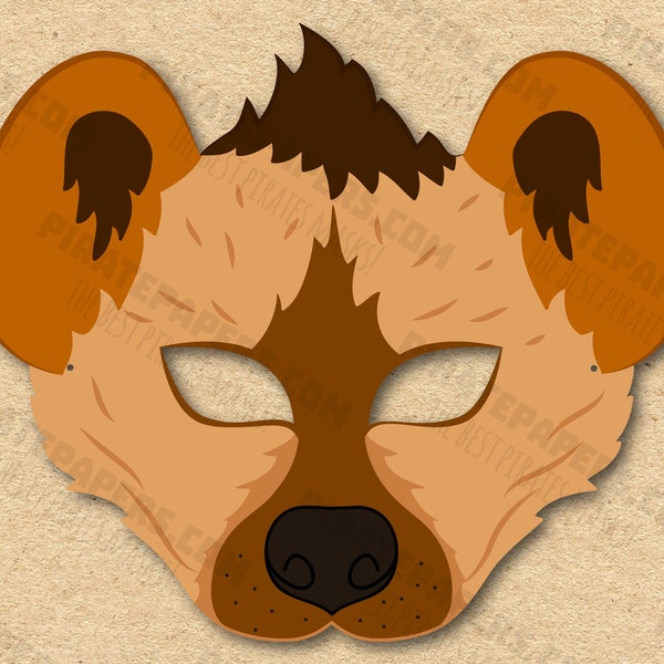 Hyena Mask Printable, Paper DIY For Kids And Adults. PDF Template. Instant Download. For Birthdays, Halloween, Party, Costumes.