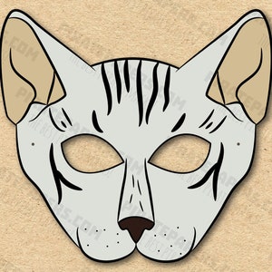 Cat Oriental Mask Printable Breed, Paper DIY For Kids And Adults. PDF Template. Instant Download. For Birthdays, Halloween, Party, Costumes.