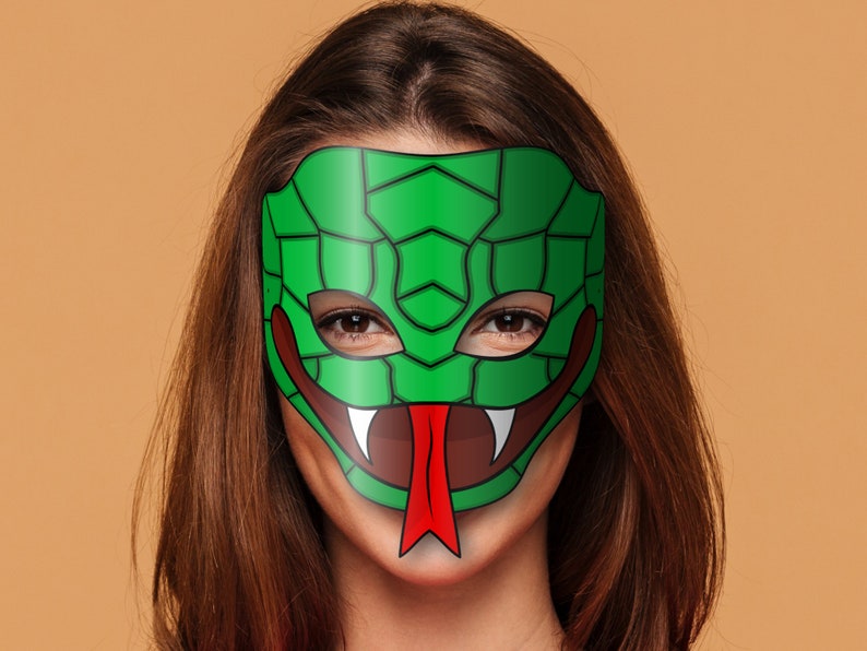 Snake Mask Printable, Paper DIY for Kids and Adults. PDF Template ...