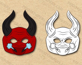 Minotaur Masks Printable Color + Coloring, Paper DIY For Kids And Adults. PDF Template. Instant Download. Birthdays, Halloween, Costumes.