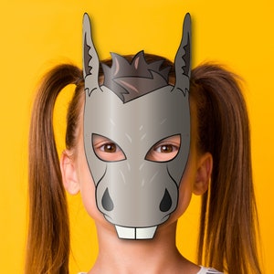 Donkey Mask Printable, Paper DIY for Kids and Adults. PDF Template ...