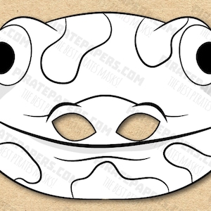 Maschera salamandra da colorare stampabile, carta fai da te per bambini e adulti. Modello PDF. Download istantaneo. Per compleanni, Halloween, feste, costumi