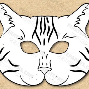 Cat American Shorthair Mask Printable Coloring Breed, Paper DIY For Kids And Adults. PDF Template. Instant Download. Birthdays, Halloween.